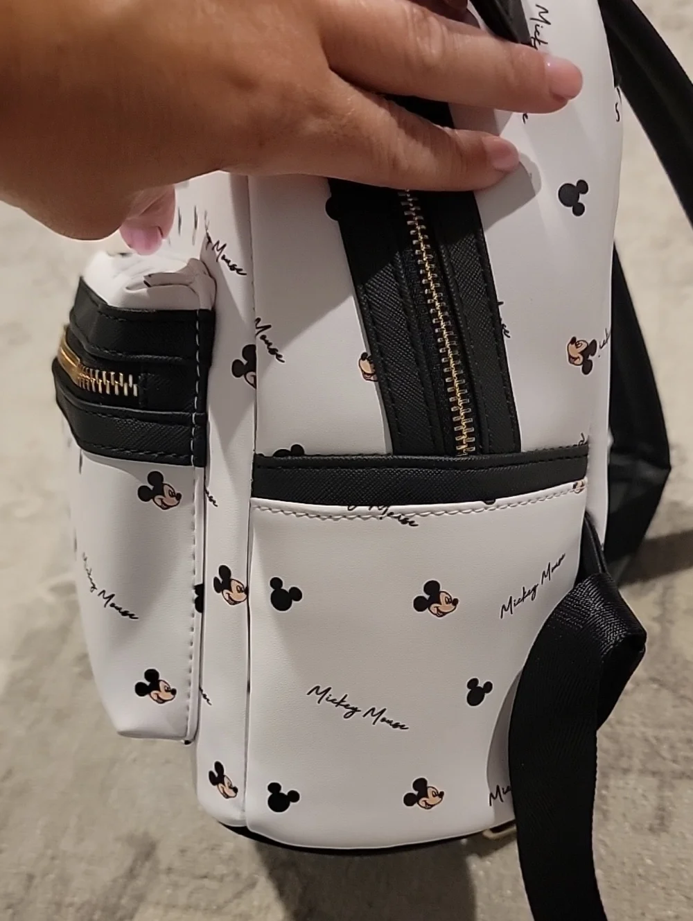 Loungefly White Mickey Mouse Mini Backpack with Black Ears